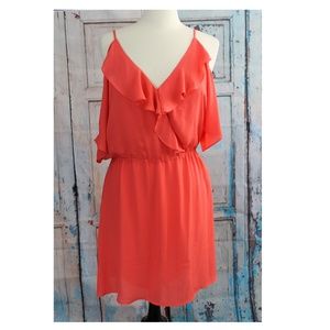 New Charles Henry (XL) Ruffle Cold Shoulder Dress